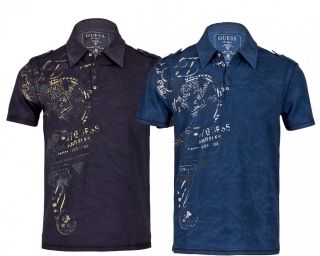 Guess Herren Polo Shirt T Shirt schwarz oder blau M L XL XXXL