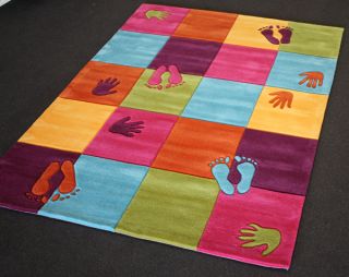 Kinder Teppich Spielteppich Hände Füße 110x170 Dunkel 2,5cmHöhe