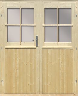 Doppeltür Tür Holztür für 28 mm Gartenhaus Außentür unbehandelt