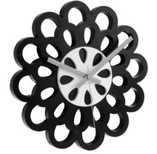 Karlsson Wanduhr Flower schwarz Uhrzeit Zeitmesser Time Clock Blume