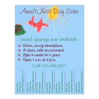Child care flyer / day care flyer w/ tear off info by
