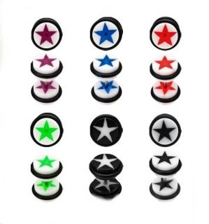 Fake Plug Ohrstecker Piercing Stern in 6 verschiedenen Farbvariationen