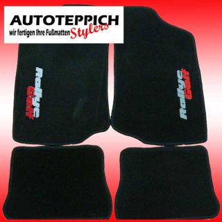 Fußmatten schwarz für VW Golf 2 Rallye 2 farbig seitl