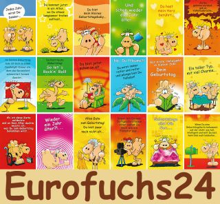 36 Grußkarten Geburtstag Humor 6 Motive m. Umschlag S3