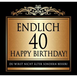 Wein Sekt 40. Geburtstag Happy Birthday 40 Gold Etikett