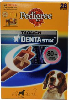 12,10EUR/1kg) Pedigree Denta Stix mitelgroße Hunde 4 x 7er Pack