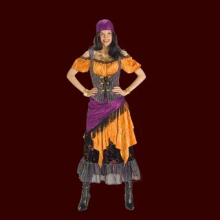 Fasching Damen Kostüm Gypsy Hippie Look 3teilig (bunt)