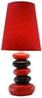 Lampe rot/schwarz mit rotem Schirm, Höhe ca. 45 cm