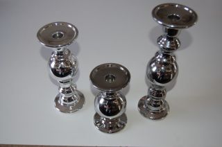 Kerzenständer Keramik Silber in 3 Größen Kerzenhalter