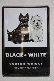 Blechschild Black & White Scotch Whiskey Bardeko 20x30 cm Hund