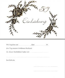 Postkarten Goldene Hochzeit 50 mit Text & Brieumschlag #9696