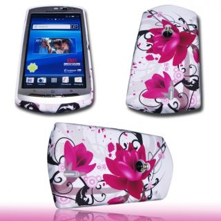Silikon Case Handy Tasche Lila Blume f. Sony Ericsson Xperia Neo