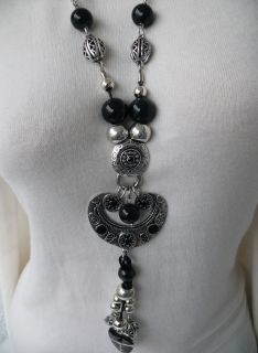 XXL Bettelkette Kette Halskette Modekette Charms schwarz