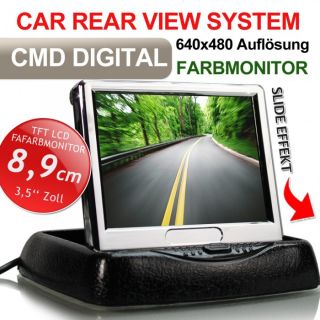 9cm / 3,5  TFT LCD Farb Monitor, Slide / Aufklappbar, 4:3, 12V, 2x