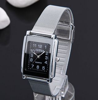 28mm Edelstahl Armbanduhr Uhr Armkette Damenuhr Silber Fa. TOP