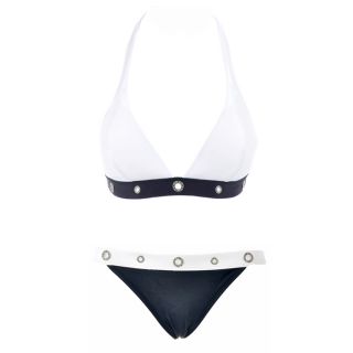 Neu FT219 €69 Palmers Triangle Neckholder Badeanzug Bikini Set weiß
