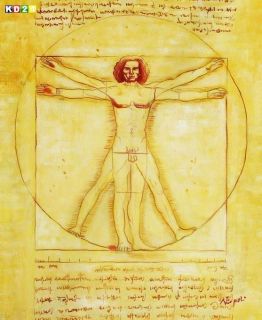 Leonardo Da Vinci Proportionsstudie c77164 50x60 CM Ölgemälde