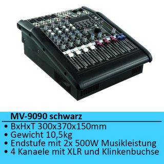 NEU Mischverstaerker 6 Kanal Mixer Endstufe 2x500W HOLLYWOOD MV 9090