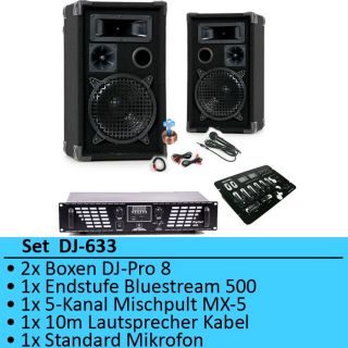 DJ Anlage PA Beschallung Karaoke Mixer USB SD Endstufe
