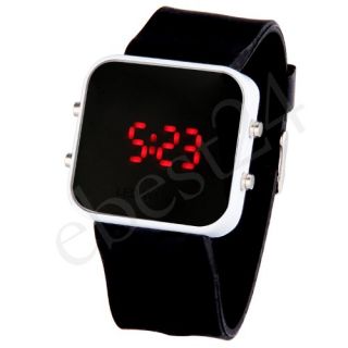 Silikon Armbanduhr Digital Uhr Rot LED Damenuhr Damenarmbanduhr