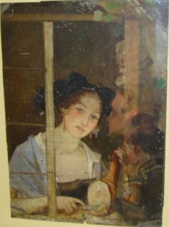 anonym Junge Frau mit Schinken, Öl/Blech, 186/13023
