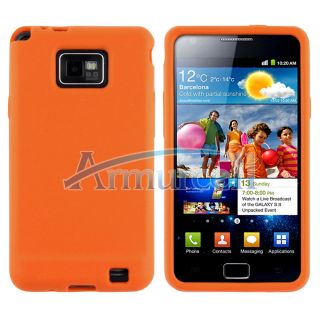 Neu Orange Handy Silikon Tasche Huelle Case Schutz fuer Samsung Galaxy