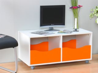 TV Tisch Mixi Sideboard Lowboard weiß orange Schrank