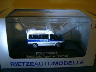 Rietze Ford Transit 06 Bus Mitteldach kz Polizei Bremen