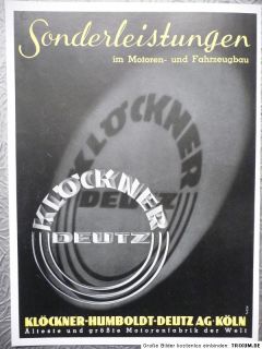 Reklame, Klöckner Humboldt Deutz AG Köln, Motoren, 1940