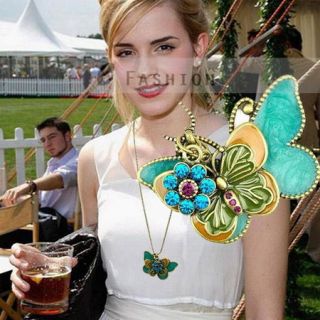 Schmetterling Anhänger Strass Damen Lange Kette necklace NEU 101 0012