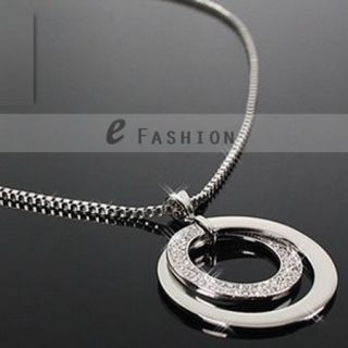 Kreis Anhänger Strass Damen Lange Kette necklace NEU 101 0076