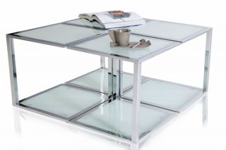 Beistelltisch Couchtisch ELEMENT chrom/frosted Glas Design Tisch NEU