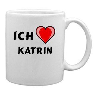 Keramische Tasse mit Ich liebe Katrin Schrift Küche