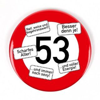 Verkehrsschild Button zum 53. Geburtstag Küche & Haushalt