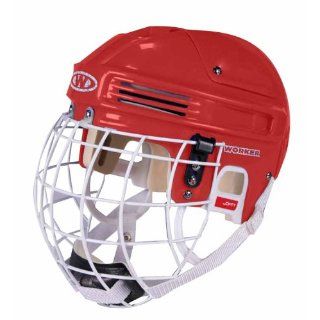 Eishockey Helm mit Gitter Gr 55 57 rot Sport & Freizeit