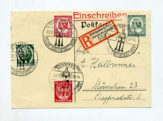1935 3.Reich schöne Einschreiben Karte Ostropa Satzfrankatur 544/545