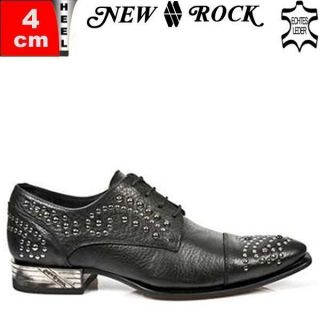 NEW ROCK HERREN Schuhe mit Schnürung schwarz Nieten+Metallabsatz 40