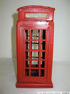Nostalgie Blech Spardose englische Telefonzelle 20cm