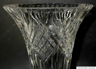 große Art Déco Trichter Vase Bleikristall Kristall geschliffen H26cm