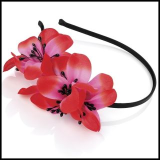 Haarreif Haarreifen Hawaii Blume Blumen Hbiskus Orchidee Rot Rosa NEU