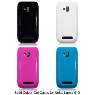 TPU Gel Case / Cover for Nokia Lumia 610 / Solid Black,Pink,Blue,White