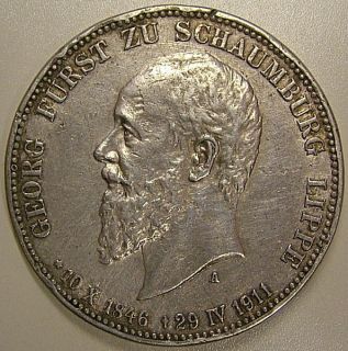 SCHAUMBURG LIPPE + 3 MARK SILBER + GEORG + 1911 A [149]