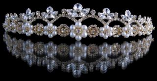 PERLBLUETEN Edles Diadem mit Perlen zur Hochzeit gold