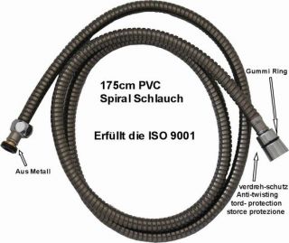 175cm PVC Spiral Brauseschlauch Duschschlauch Verdrehschutz Bronze 1/2