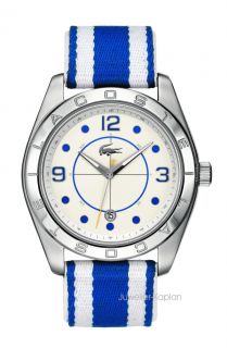 Herrenuhr Stoffband Herren Armband Uhr 2010576 Blau Weiss Neu UVP 159