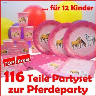 116 teiliges TRAUMPFERDCHEN // PFERDE PARTY SET für Kindergeburtstag