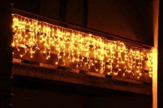 192 LED Lichterkette 4m Lichtervorhang Eiszapfen Warmweiss Weihnachten