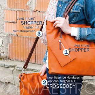 Maestro Surprise Bag in Bag Shopper 45 cm Handtasche + Umhängetasche