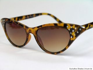 Retro Sonnenbrille 50er 60er Jahre Cateye Modell m Strass Rock n Roll