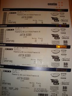  Justin Bieber Tour 2013 Block 215 4 Tickets verfuegbar in Berlin O2